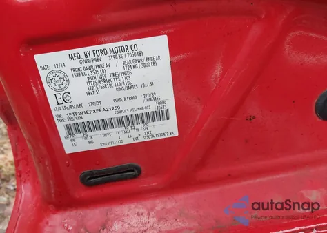 2015 Ford F-150 Xlt из США, поврежденный, VIN 1FTFW1EFXFFA21259